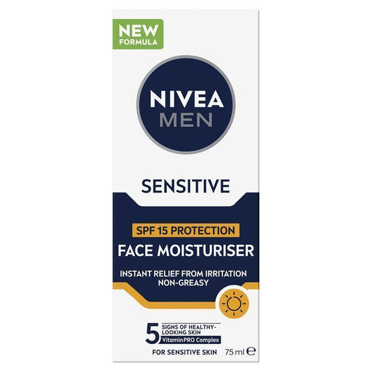 NIVEA MEN Sensitive Protective Moisturiser SPF15 - 75ml-Auzzi Store