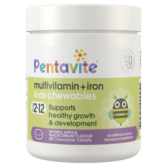 Pentavite Multivitamin + Iron Kids 60 Chewable Tablets - Essential Nutrients for Growth