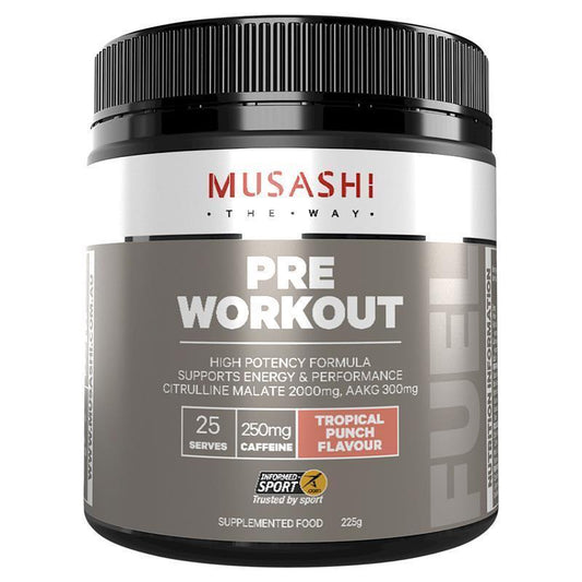 Musashi Pre Workout Tropical Punch - 225g High Potency Energy Booster-Auzzi Store