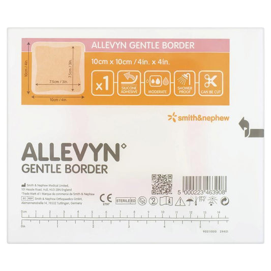 Allevyn Gentle Border 10cm x 10cm Single Dressing - Ideal for Sensitive Skin