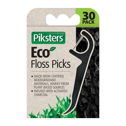 Piksters Eco Floss Pick with Charcoal - 30 Pack