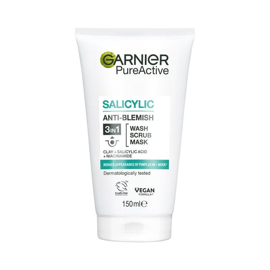 Garnier SkinActive Pure Active 3 in 1 Wash, Scrub & Mask - 150mL - Auzzistore