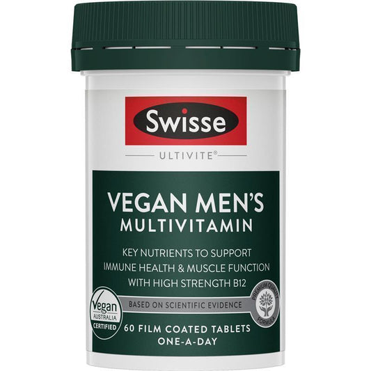 Swisse Ultivite Vegan Men's Multivitamin 60 Tablets with B12 & Iron