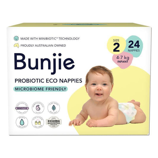 Bunjie Probiotic Eco Nappies Size 2 (4-7kg) - 24 Pack - Auzzistore