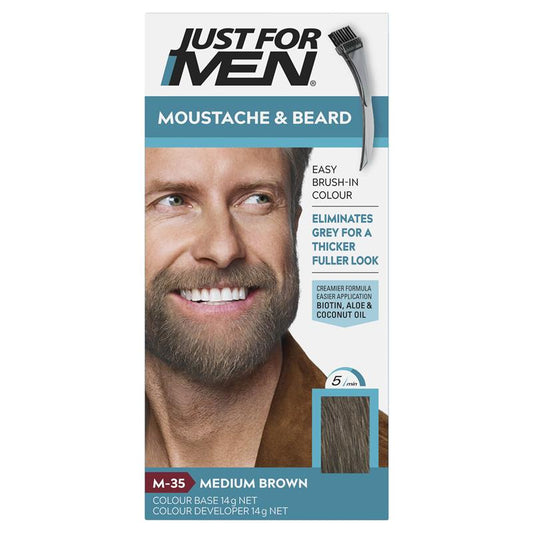 Just for Men Beard Colour - Medium Brown 28g - Effortless Grey Coverage-Auzzi Store