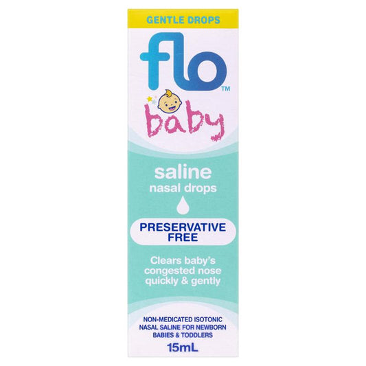 FLO Baby Saline Nasal Drops 15ml - Gentle Relief for Infants-Auzzi Store