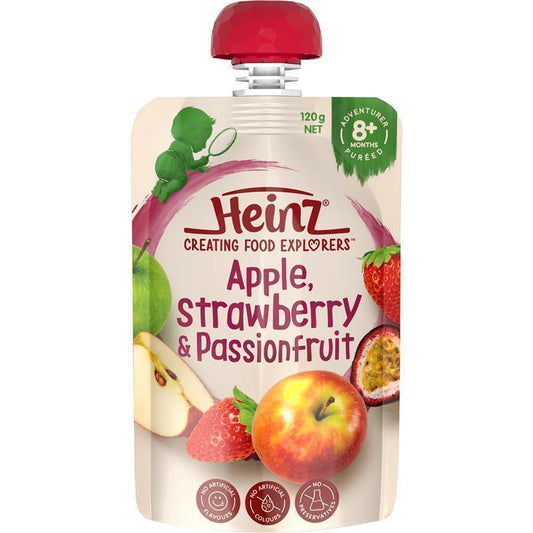 Heinz Apple, Strawberry & Passionfruit Puree Pouch 120g (8m+)-Auzzi Store
