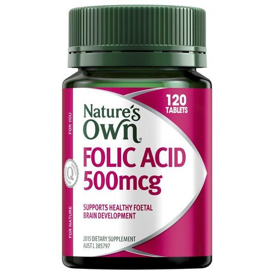 Nature's Own Folic Acid 500mcg - 120 Tablets for Healthy Pregnancy
