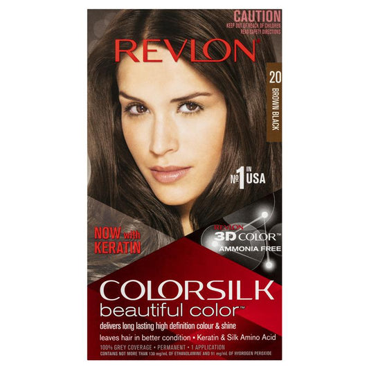 Revlon ColorSilk 20 Brown Black - Ammonia-Free Hair Color-Auzzi Store