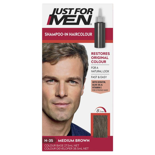 Just for Men Hair Colour Natural Medium Brown 66ml - Natural Grey Coverage-Auzzi Store