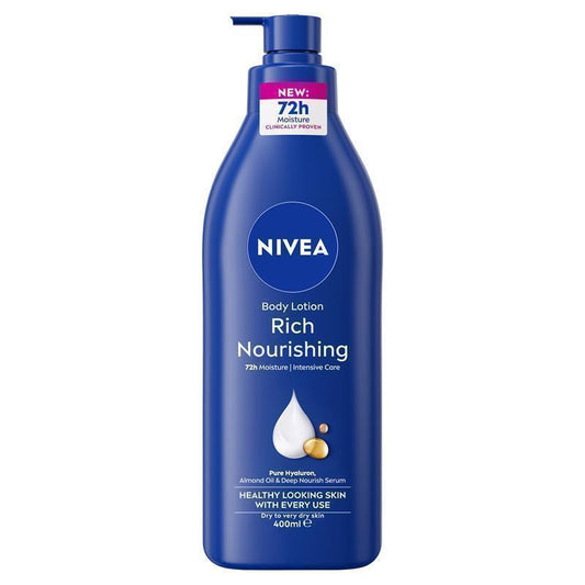 NIVEA Rich Nourishing Body Lotion Moisturiser 72H Hydration 400ml - Deep Nourishment for Soft Skin-Auzzi Store
