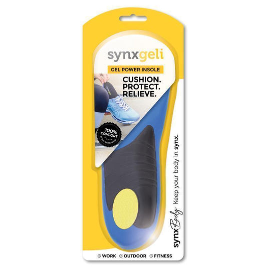 Synxgeli Power Insoles Large – PU Gel Shock Absorbing Foot Cushions