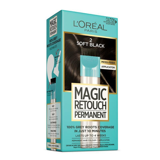 L'Oreal Paris Magic Retouch Permanent 2 Soft Black - 100% Grey Coverage in 10 Minutes