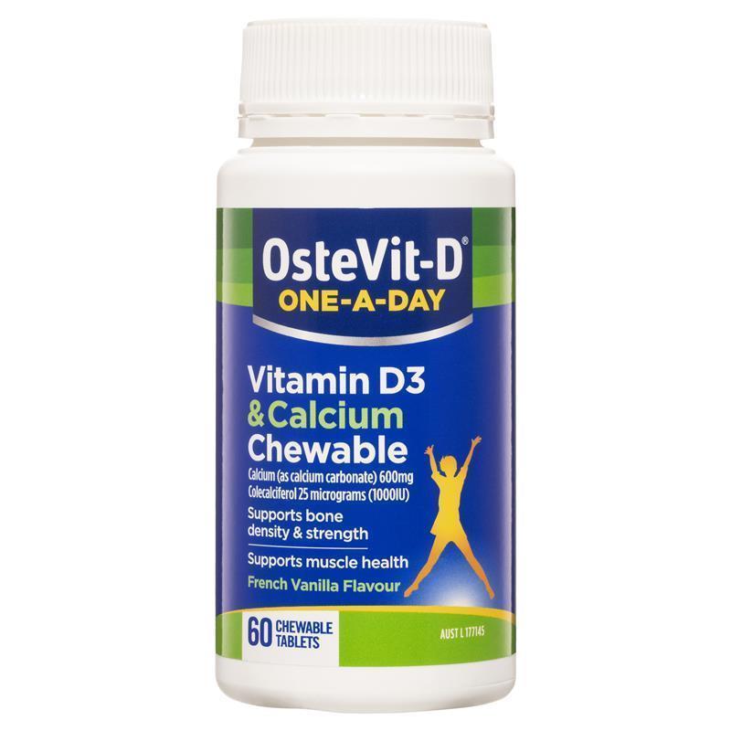 OsteVit-D Vitamin D3 & Calcium Chewable Tablets - 60 Count-Auzzi Store