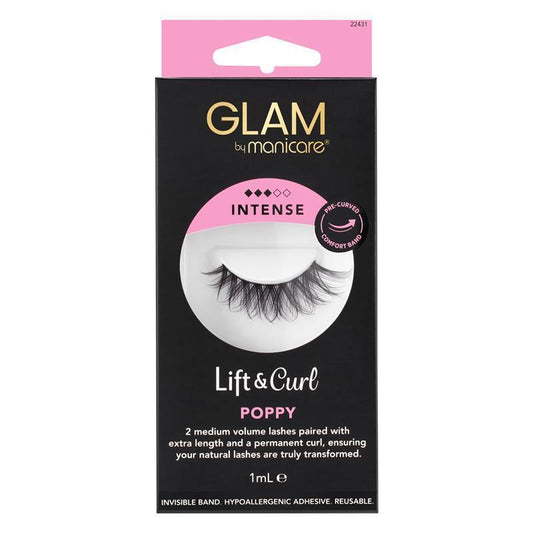 Glam By Manicare Lift & Curl Poppy Lashes - Intense Volume - Auzzistore