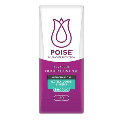 Poise Charcoal Extra Long Bladder Protection Liners - 20 Pads
