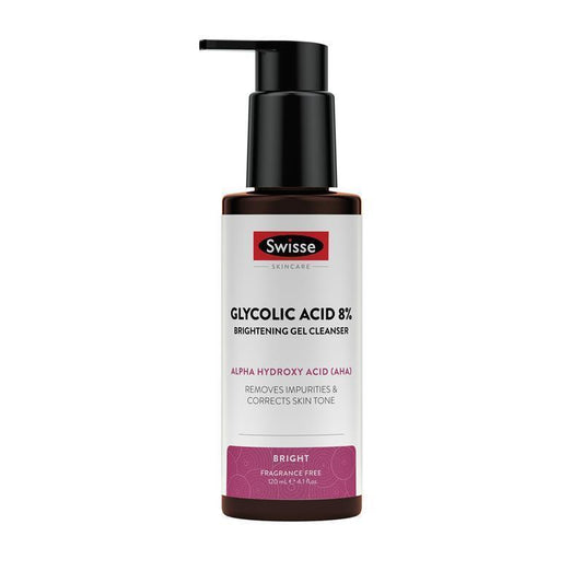 Swisse Skincare Glycolic Acid 8% Brightening Gel Cleanser 120ml - Radiant Skin Awaits