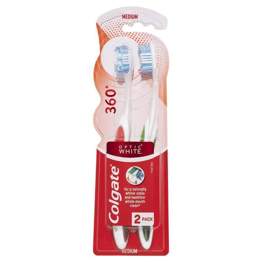 Colgate 360 Optic White Platinum Toothbrush - 2-Pack for a Whiter Smile-Auzzi Store