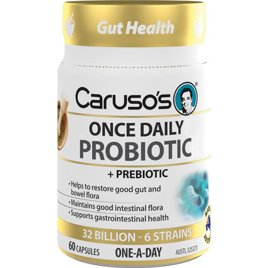 Caruso's Once Daily Probiotic 32B CFU, 6 Strains + Prebiotic, 60 Caps