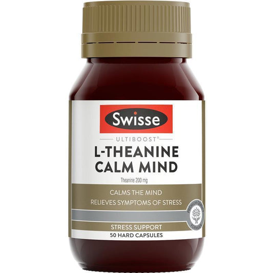 Swisse Ultiboost L-Theanine Calm Mind 50 Capsules - Natural Stress Relief