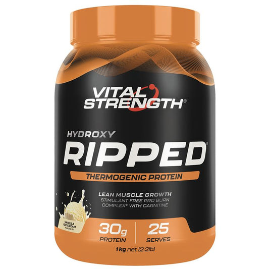 Vital Strength Hydroxy Ripped Thermogenic Protein Powder - Vanilla 1kg - Auzzistore