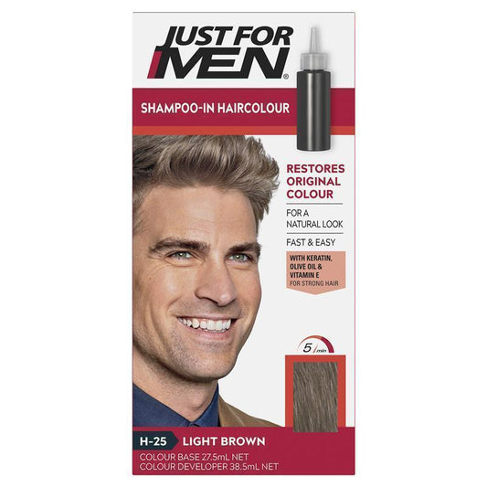 Just for Men Hair Colour Natural Light Brown 66ml - Effortless Grey Coverage-Auzzi Store