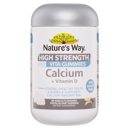 Nature's Way Adult Calcium+D3 Gummies, High Strength, Sugar-Free, 60 Count
