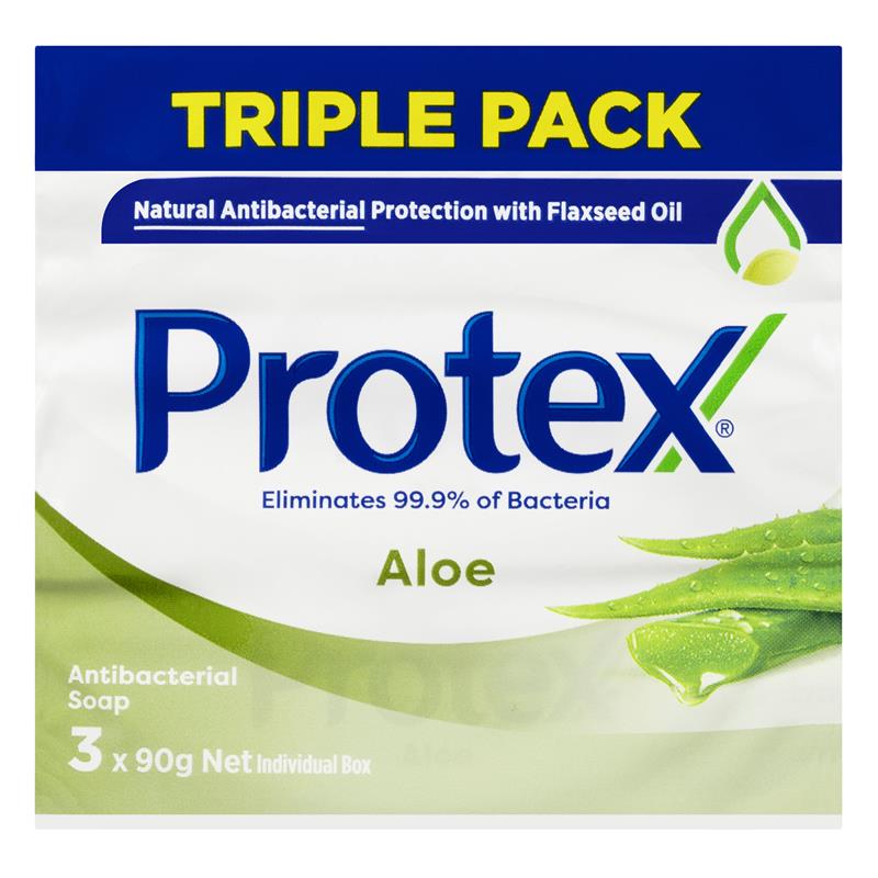 Protex Antibacterial Aloe Bar Soap with Flaxseed Oil 3x90g