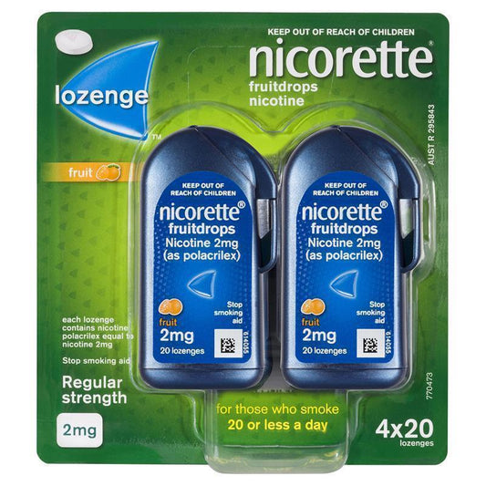 Nicorette Quit Smoking Cooldrops Fresh Fruit Lozenges - 2mg (80 Pieces) - Auzzi Store