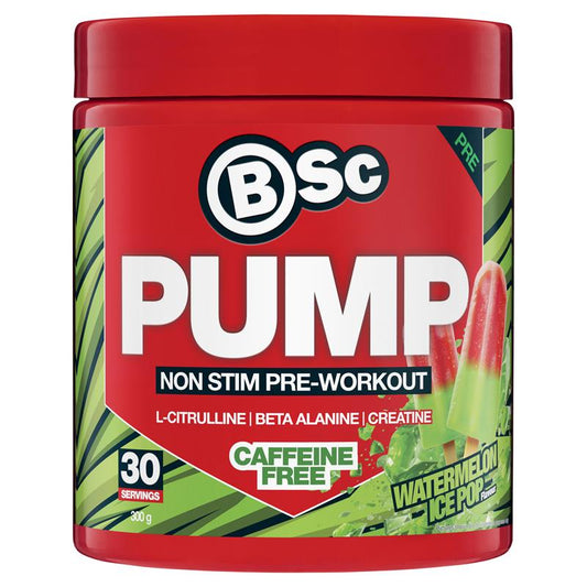 BSc Pump Non-Stim Pre-Workout Watermelon Ice Pop 300g - Natural Muscle Booster