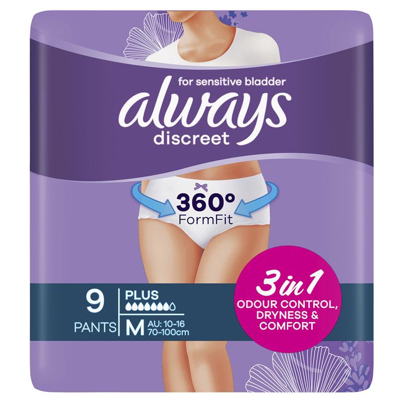 Always Discreet Underwear Level 6 Medium 9 Pack - Ultimate Protection for Bladder Leaks