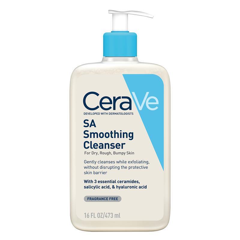 CeraVe SA Smoothing Cleanser 473ml - Gentle Salicylic Acid Cleanser for Dry Skin