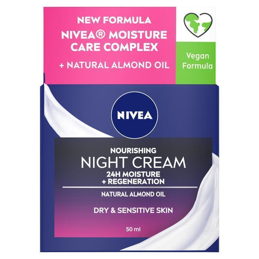 NIVEA Daily Essentials Nourishing Face Moisturiser Night 50ml - Intense Nourishment for Sensitive Skin-Auzzi Store