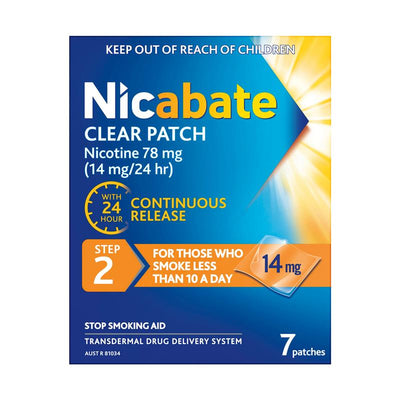 Nicabate Clear Patch Quit Smoking Step 2 14mg - 7 Patches for Effective Craving Control