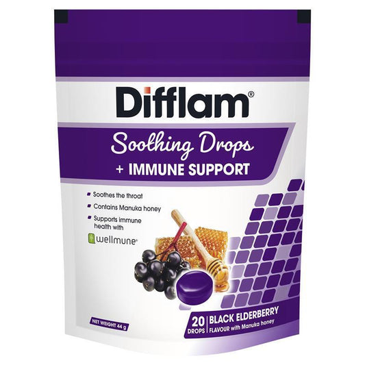 Difflam Soothing Drops with Immune Support - Black Elderberry Flavor (20 Drops)