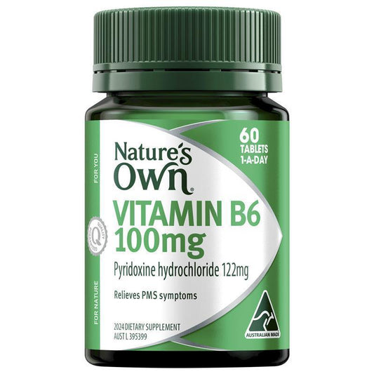 Nature's Own Vitamin B6 100mg Tablets - 60 Vegan, Gluten-Free