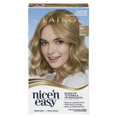 Clairol Nice N Easy 8A Natural Medium Ash Blonde Permanent Hair Colour - 173g