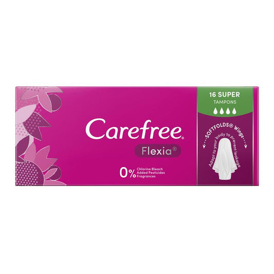 Carefree Flexia Super Fragrance-Free Tampons with Wings 16 Pack – view 2