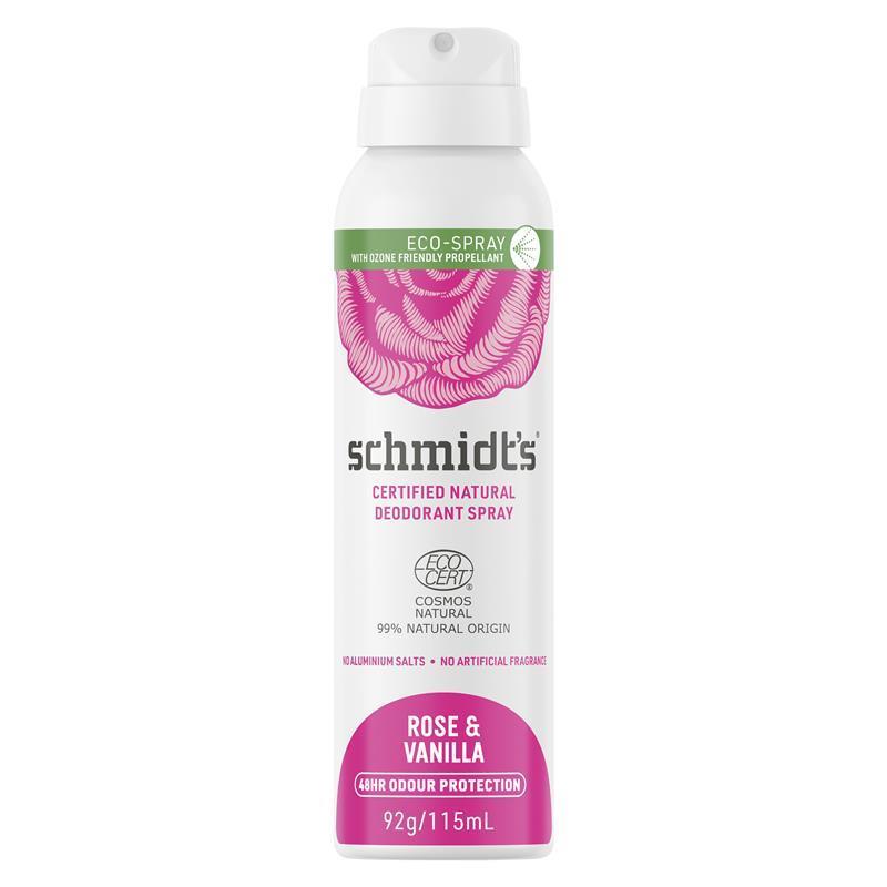 Schmidt's Natural Aerosol Deodorant - Rose & Vanilla 115ml