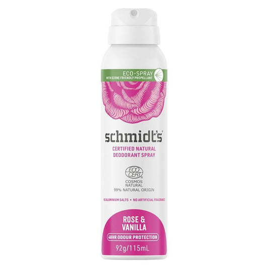 Schmidt's Natural Aerosol Deodorant - Rose & Vanilla 115ml