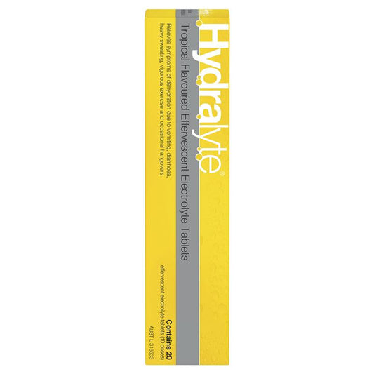 Hydralyte Electrolyte Effervescent Tropical 20 Tablets - Hydration Made Easy - Auzzi Store