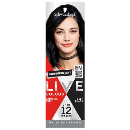 Schwarzkopf LIVE Colour Deep Black - Semi-Permanent Hair Color, 75ml