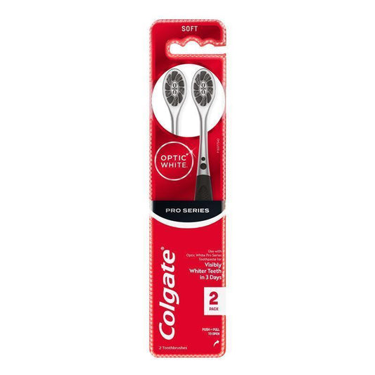 Colgate Toothbrush Optic White Pro Series Charcoal Bristles Soft 2 Pack