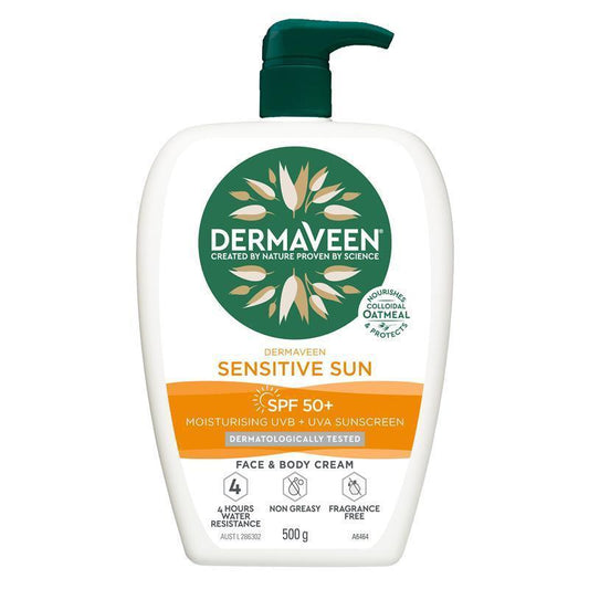 Dermaveen Sensitive Sun SPF 50+ Moisturising Face & Body Cream 500g - Ultimate Sun Protection - Auzzistore