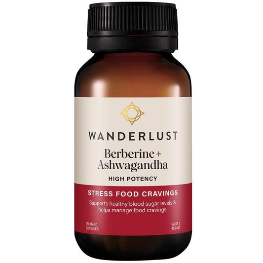 Wanderlust Berberine & Ashwagandha Capsules - 120 for Blood Sugar & Stress