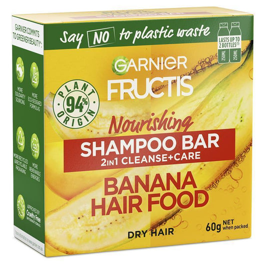 Garnier Fructis Banana Hair Food 2 In 1 Shampoo Bar 60g - Eco-Friendly Nourishment for Your Hair