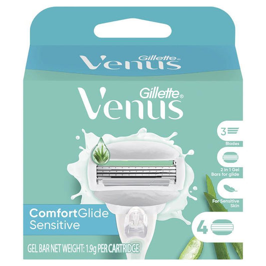 Gillette Venus Comfort Glide Sensitive Women's Razor Blade Refills 4 Pack