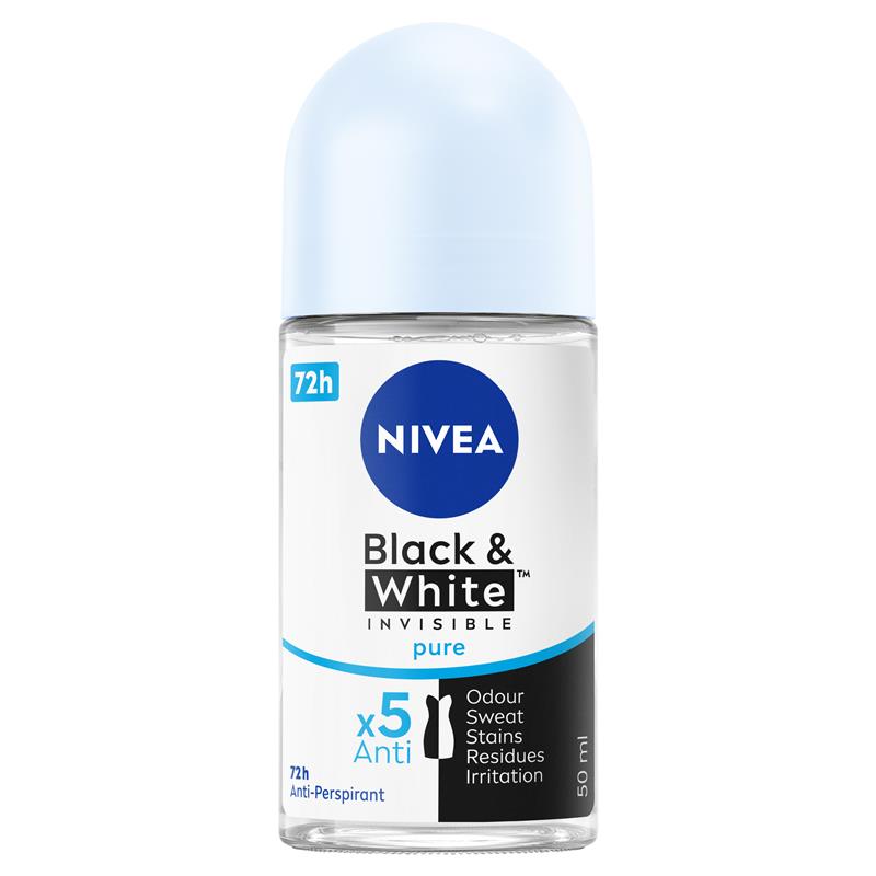 NIVEA Black & White Invisible Roll-On Deodorant 72H Protection 50ml