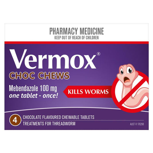Vermox Worming Treatment - Choc Chews, 4 Tablets-Auzzi Store