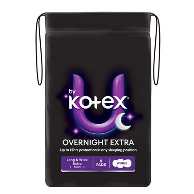 U by Kotex Overnight Long Maxi Pads with Secure Wings, 8-Pads